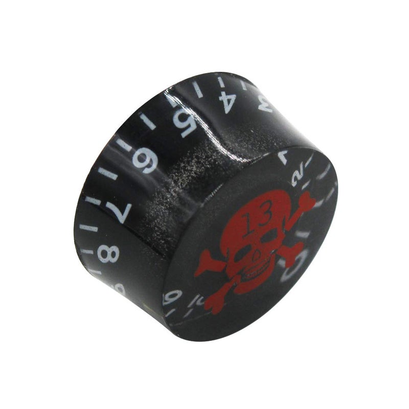 mxuteuk 4pcs Skull Electric Guitar Knob Bass Top Hat Knobs Speed Volume Tone Knob AMP Effect Pedal Control Knobs Black With Red KNOB-S10 - Image 4